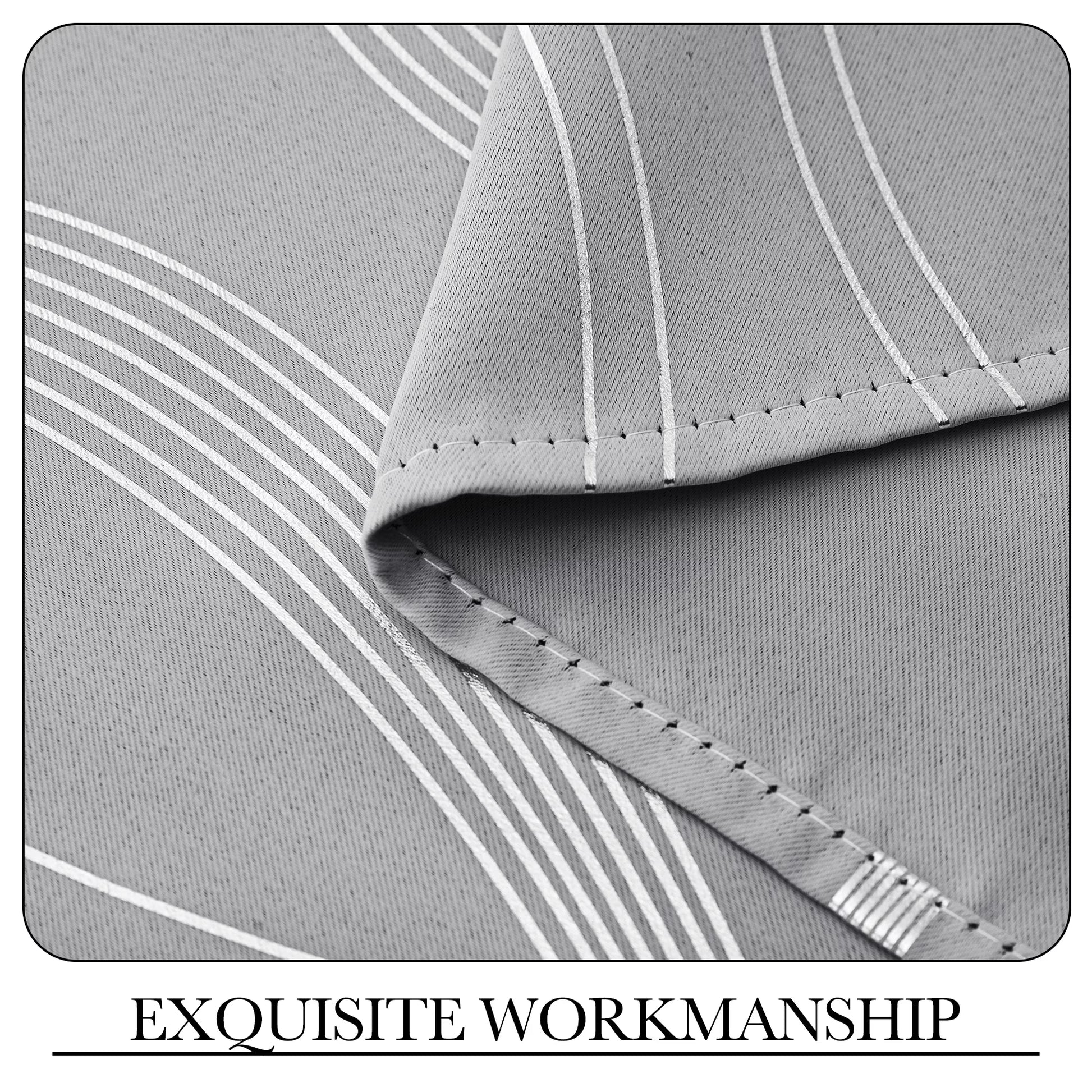 Thermal Insulated Window Blackout Curtains with Wave Vine Printed, Silver Grey, 52X63 Inch