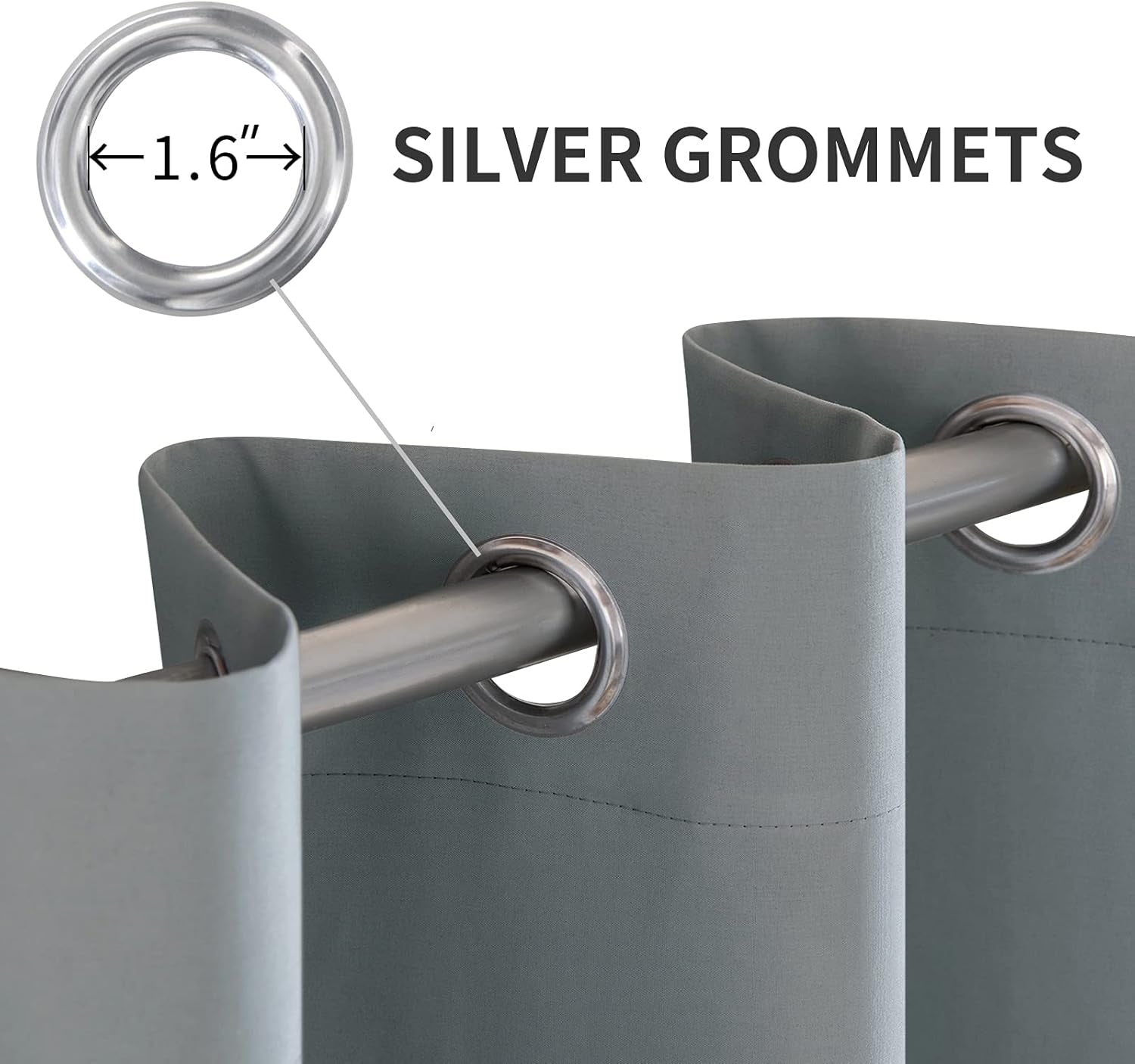 100% Blackout Curtains Thermal Insulated Solid Grommet Curtains/Drapes/Shades for Bedroom Living Room 2 Panels, 52" X 72", Silver Grey