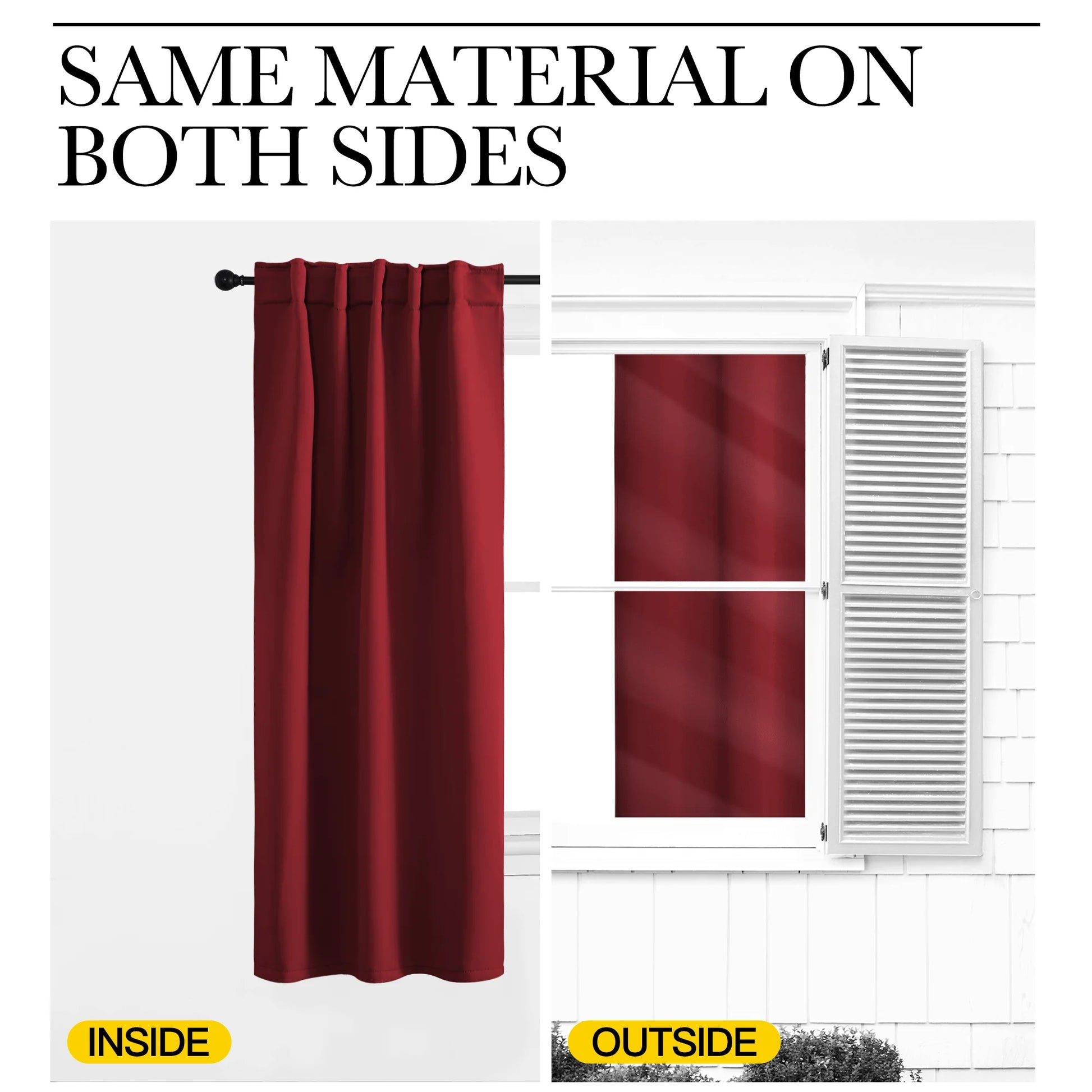 Burgundy Red Kitchen Curtains Blackout Back Tab and Rod Pocket Thermal Insulated Curtains Drapes 42X63 Inch, 2 Panels