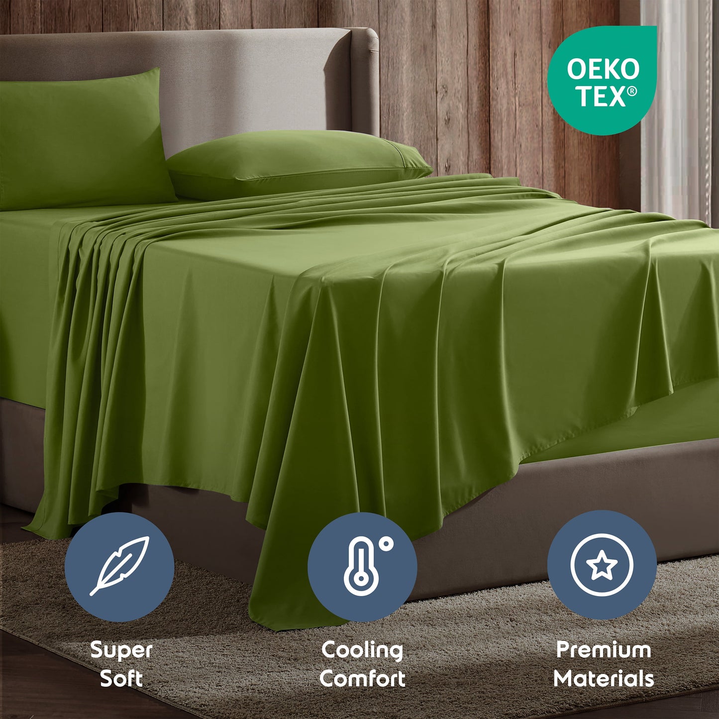 King Sheets Set, 1800 Series Extra Deep Pocket King Size Sheets Soft Microfiber Bed Sheets, 4 Piece Sheets King