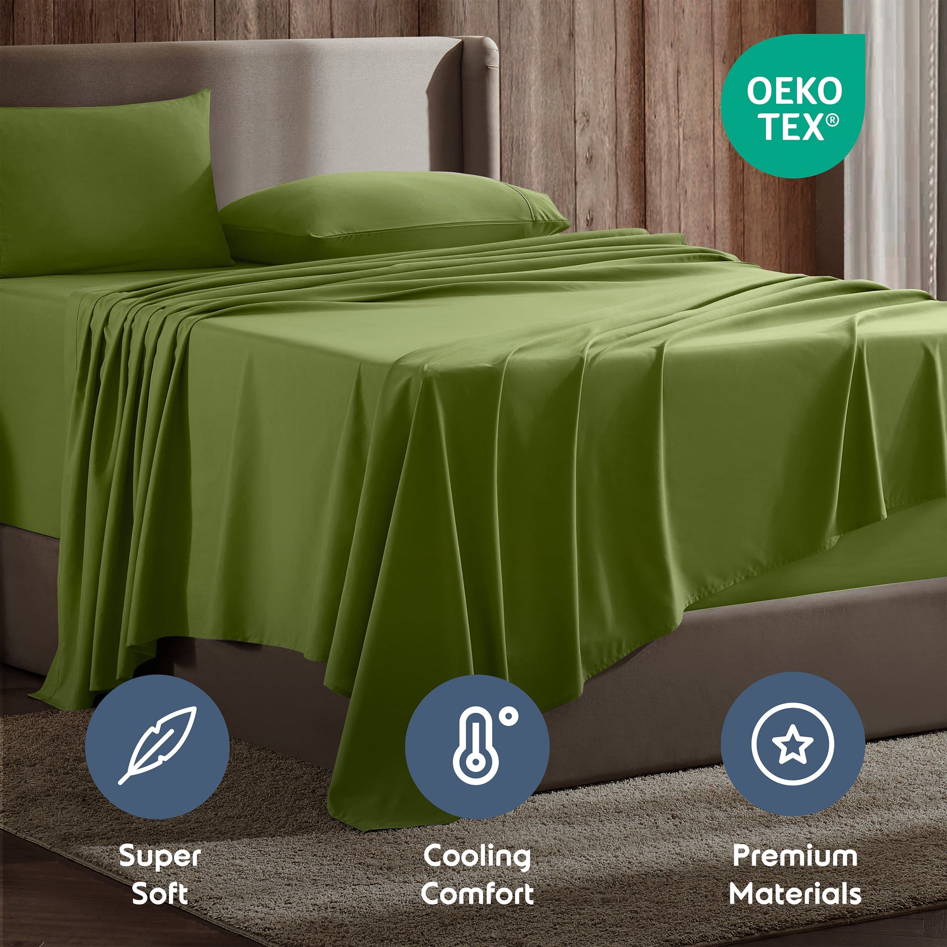 King Sheets Set, 1800 Series Extra Deep Pocket King Size Sheets Soft Microfiber Bed Sheets, 4 Piece Sheets King