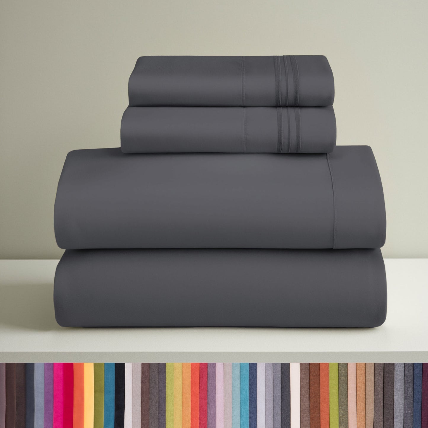 Queen Sheets Set, 1800 Series 4 Piece Deep Pocket Sheets, 100% Soft Microfiber Bed Sheets Set, Gray