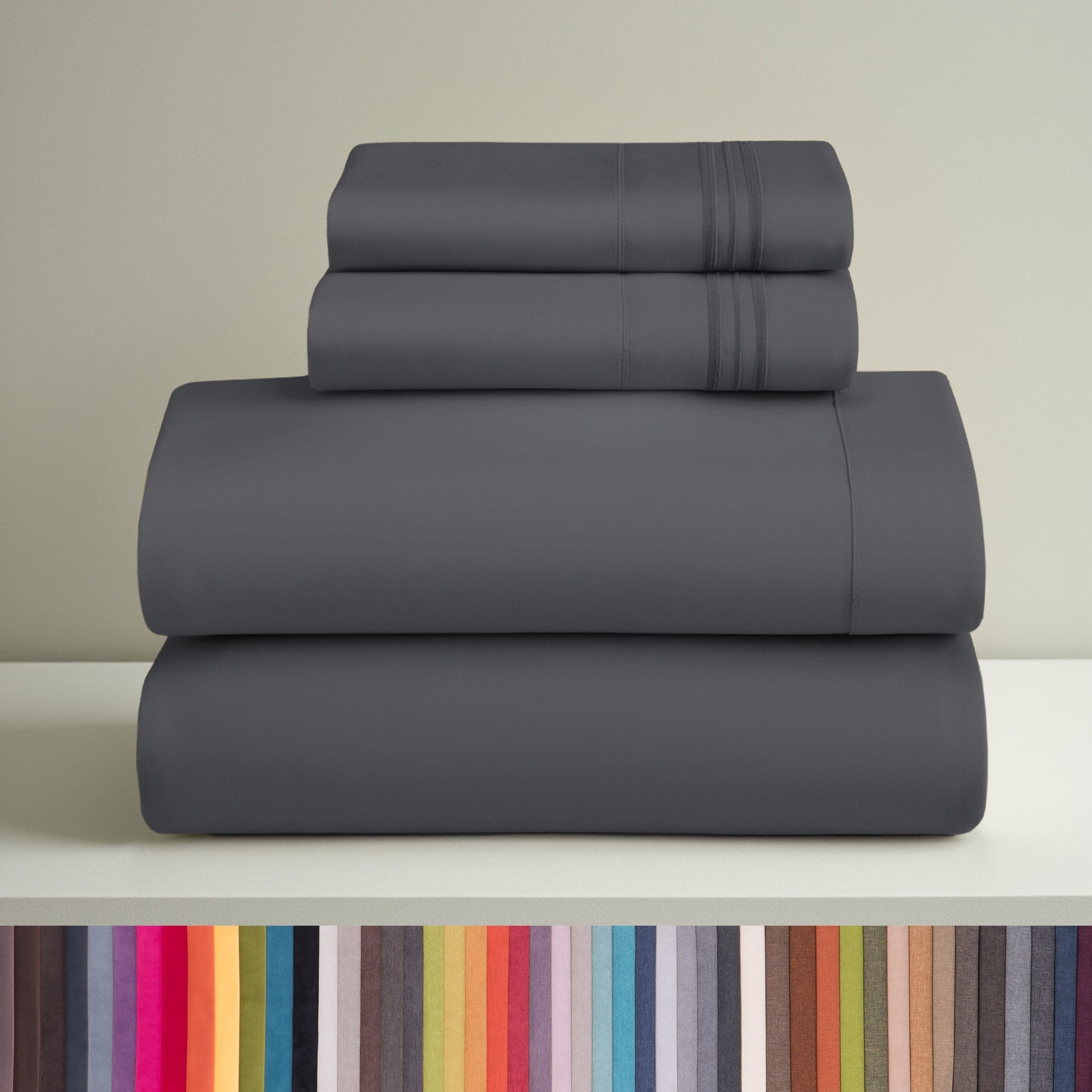 Queen Sheets Set, 1800 Series 4 Piece Deep Pocket Sheets, 100% Soft Microfiber Bed Sheets Set, Gray