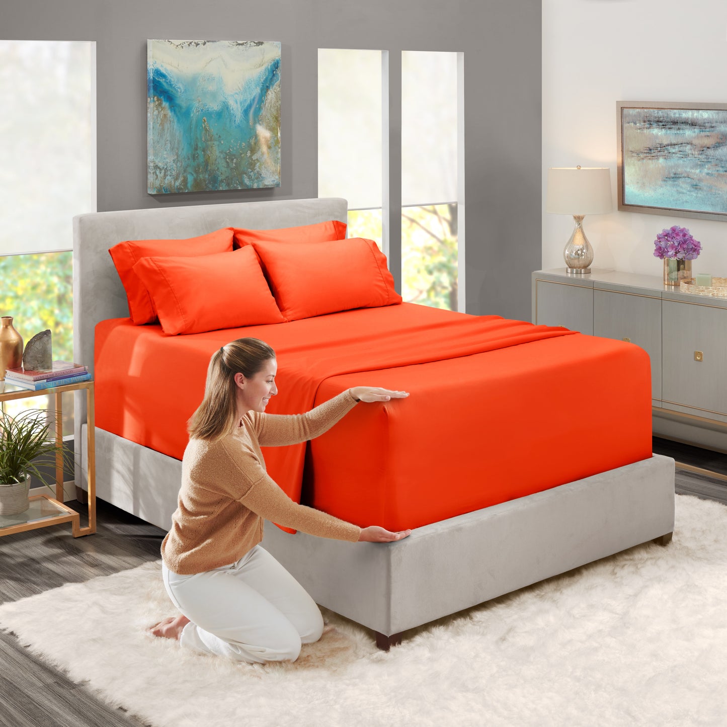 Twin Sheets Set, 1800 Series Extra Deep Pocket Twin Sheet Soft Microfiber 4 Piece Twin Bed Sheets