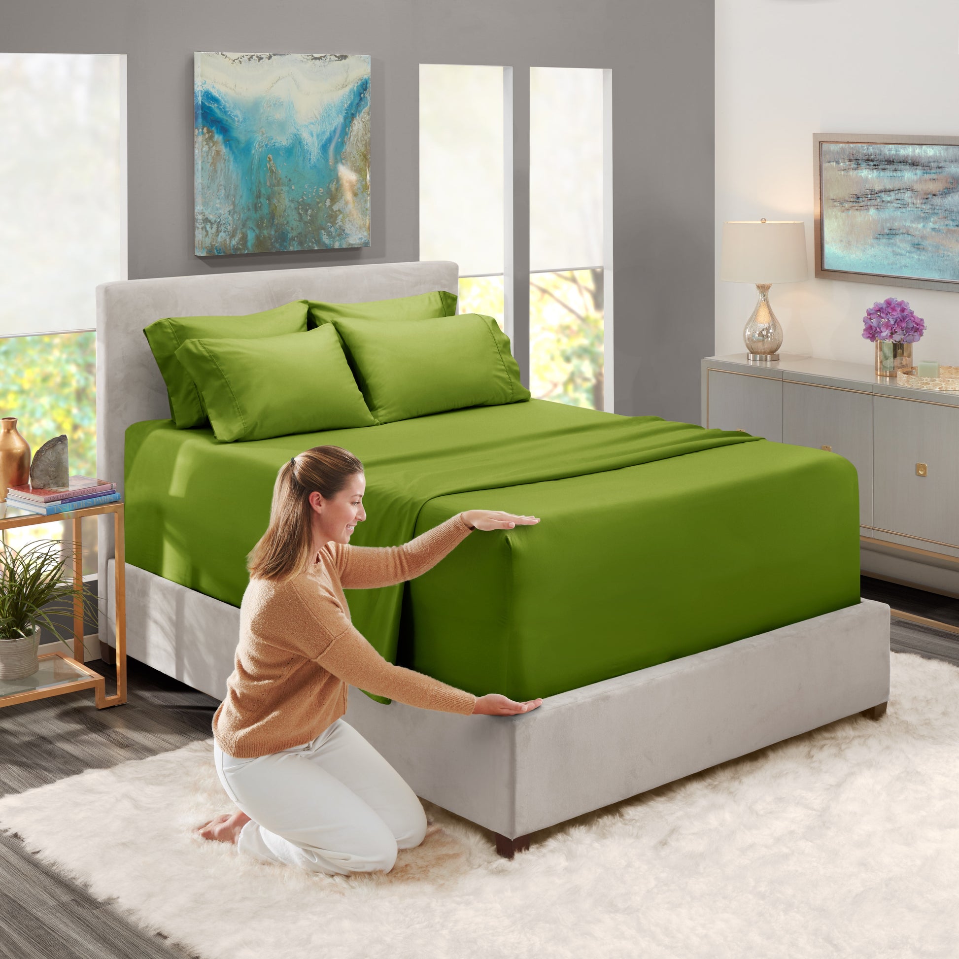 King Sheets Set, 1800 Series Extra Deep Pocket King Size Sheets Soft Microfiber Bed Sheets, 4 Piece Sheets King