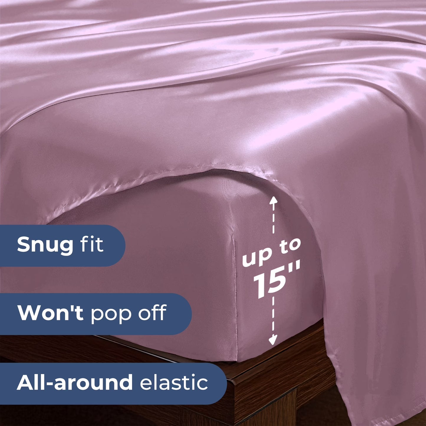 Satin Sheets, Full Size Soft Silky Sheet Set,4 Pieces, Red Bean Sand