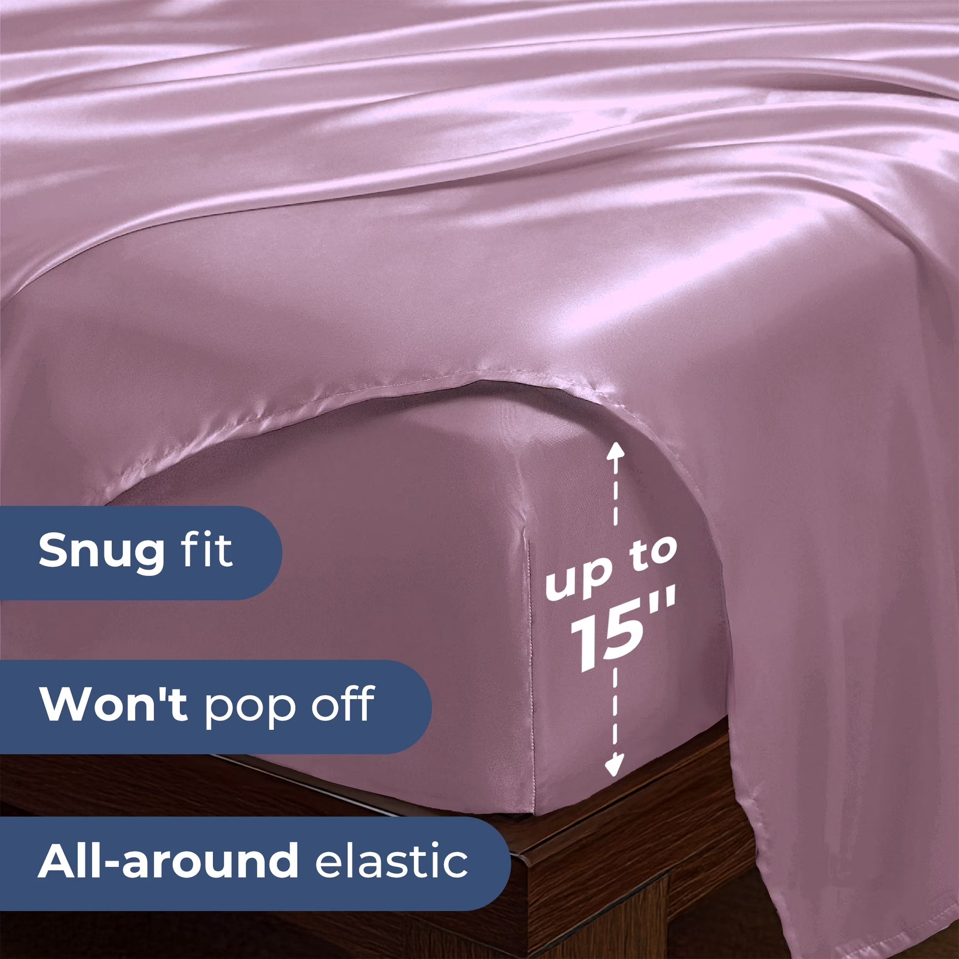 Satin Sheets, Full Size Soft Silky Sheet Set,4 Pieces, Red Bean Sand