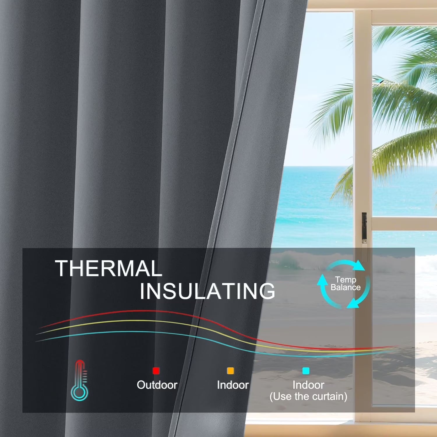 Gray Blackout Curtains 2 Panels Set, 52X84 Inch Rod Pocket Room Darkening Curtains, Thermal Insulated Window Drapes Summer Heat, Solid Privacy Assured Curtains for Bedroom Living Room