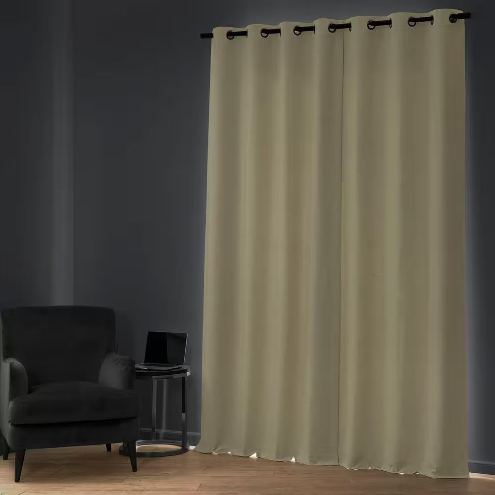 Oat Cream Grommet Bellino Textured Faux Linen Room Darkening Curtains for Bedroom (1-Panel), 50 In. W X 108 In. L