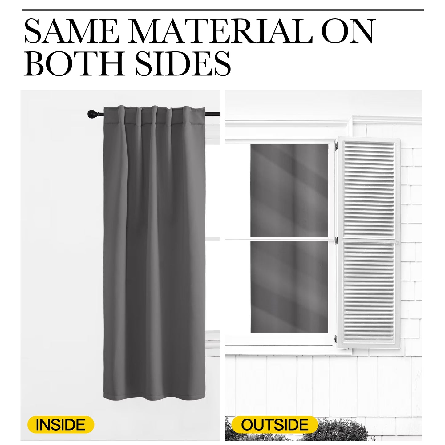 Room Darkening Rod Pocket and Back Tab Curtains Thermal Insulated Curtains for Bedroom 52X63 Inch, Grey, 2 Panels