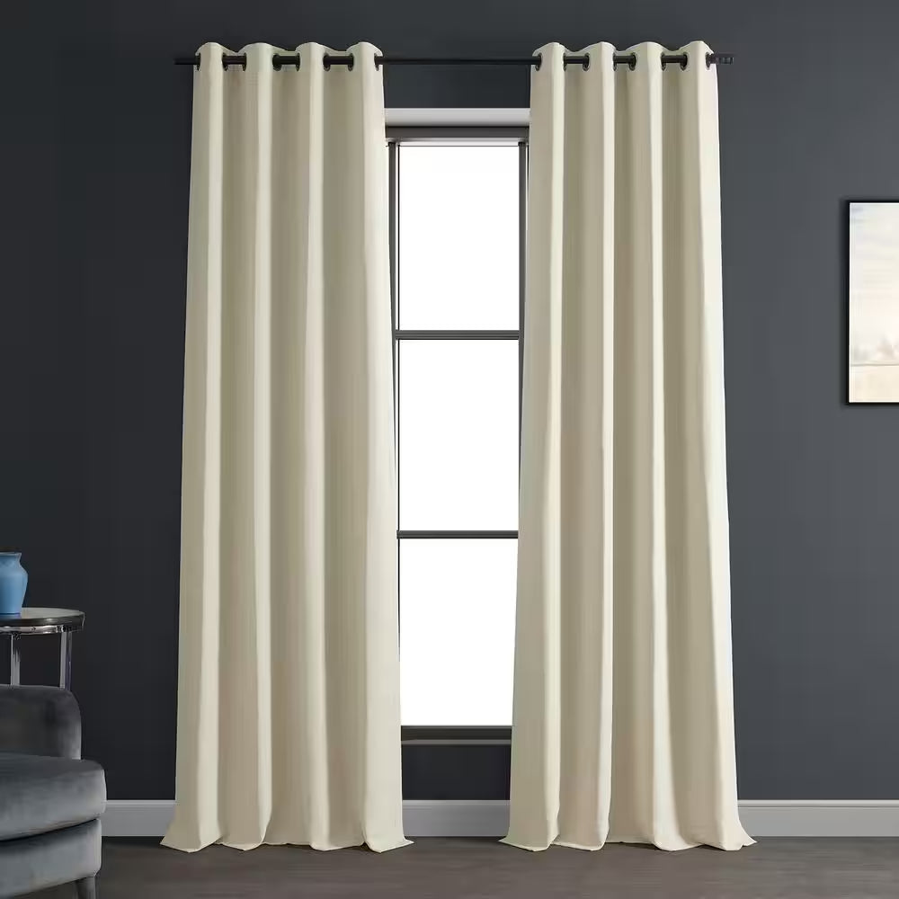 Oat Cream Grommet Bellino Textured Faux Linen Room Darkening Curtains for Bedroom (1-Panel), 50 In. W X 108 In. L