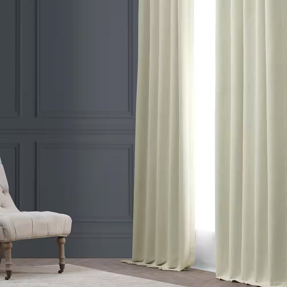 Oat Cream Grommet Bellino Textured Faux Linen Room Darkening Curtains for Bedroom (1-Panel), 50 In. W X 108 In. L