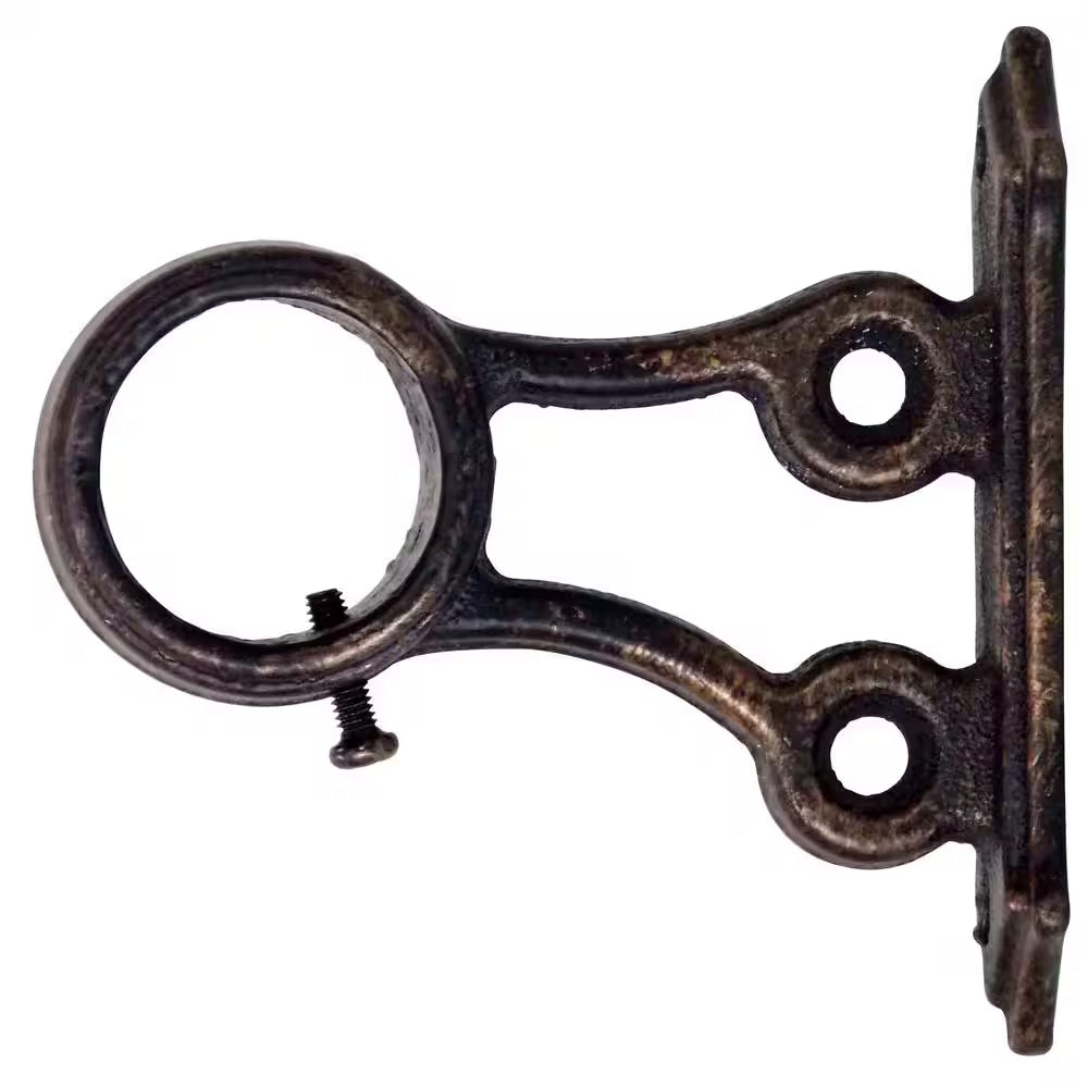 6 Ft. Fixed Length 1 In. Dia. Metal Drapery Single Curtain Rod Set in Antique Bronze with New Orleans Finial