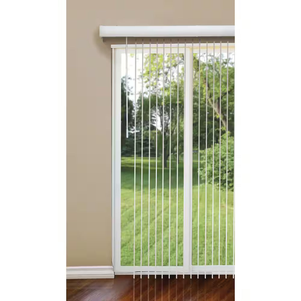 Alabaster Cordless Room Darkening Vertical Blinds for Sliding Doors Kit with 3.5 In. Slats - 104 In. W X 84 In. L