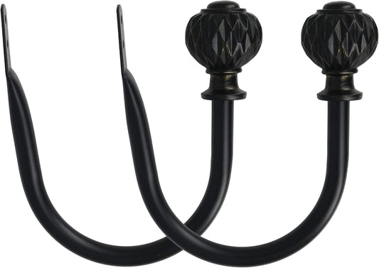 Set of 2 Decorative Castani Window Curtain Holdbacks for Draperies, Black