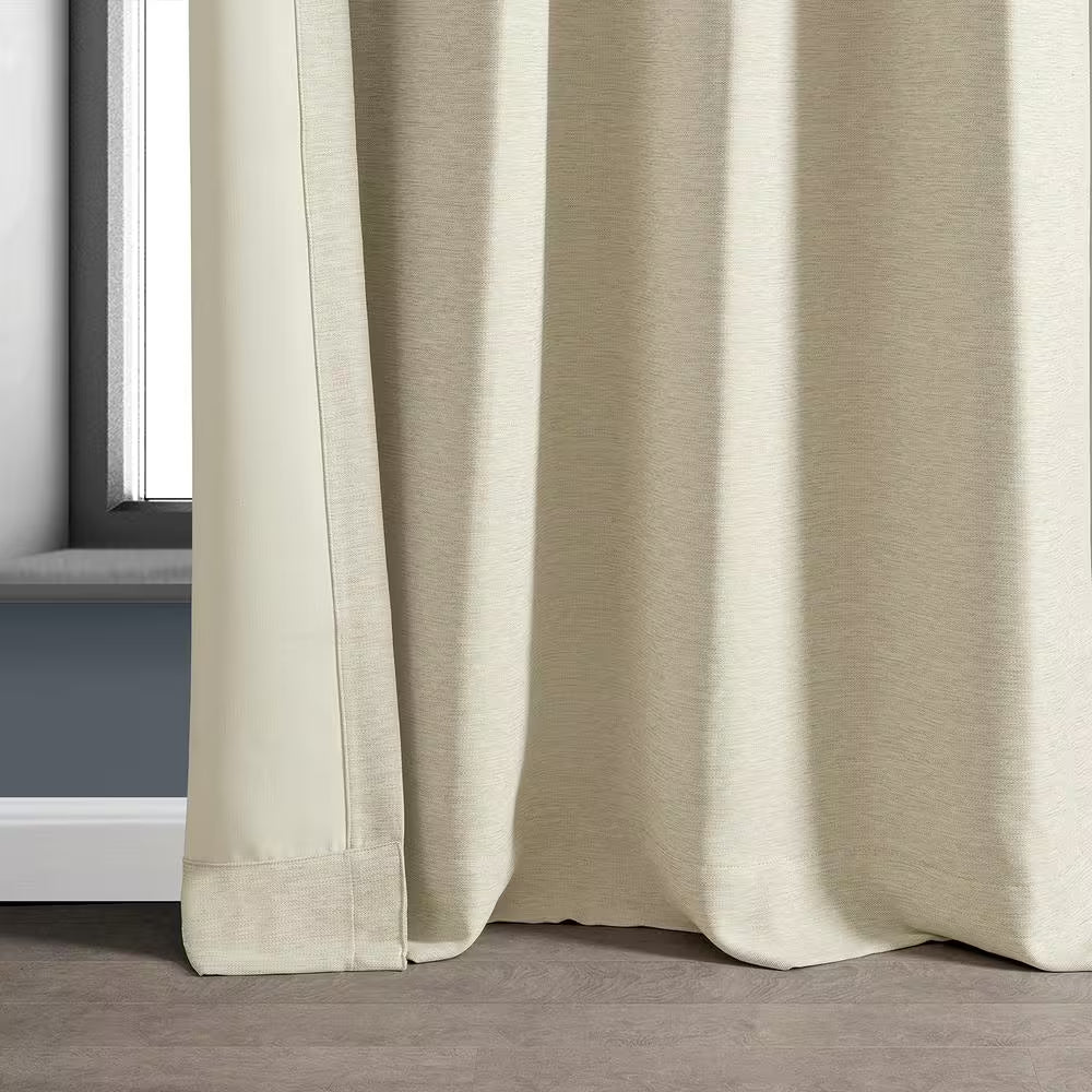 Oat Cream Grommet Bellino Textured Faux Linen Room Darkening Curtains for Bedroom (1-Panel), 50 In. W X 108 In. L