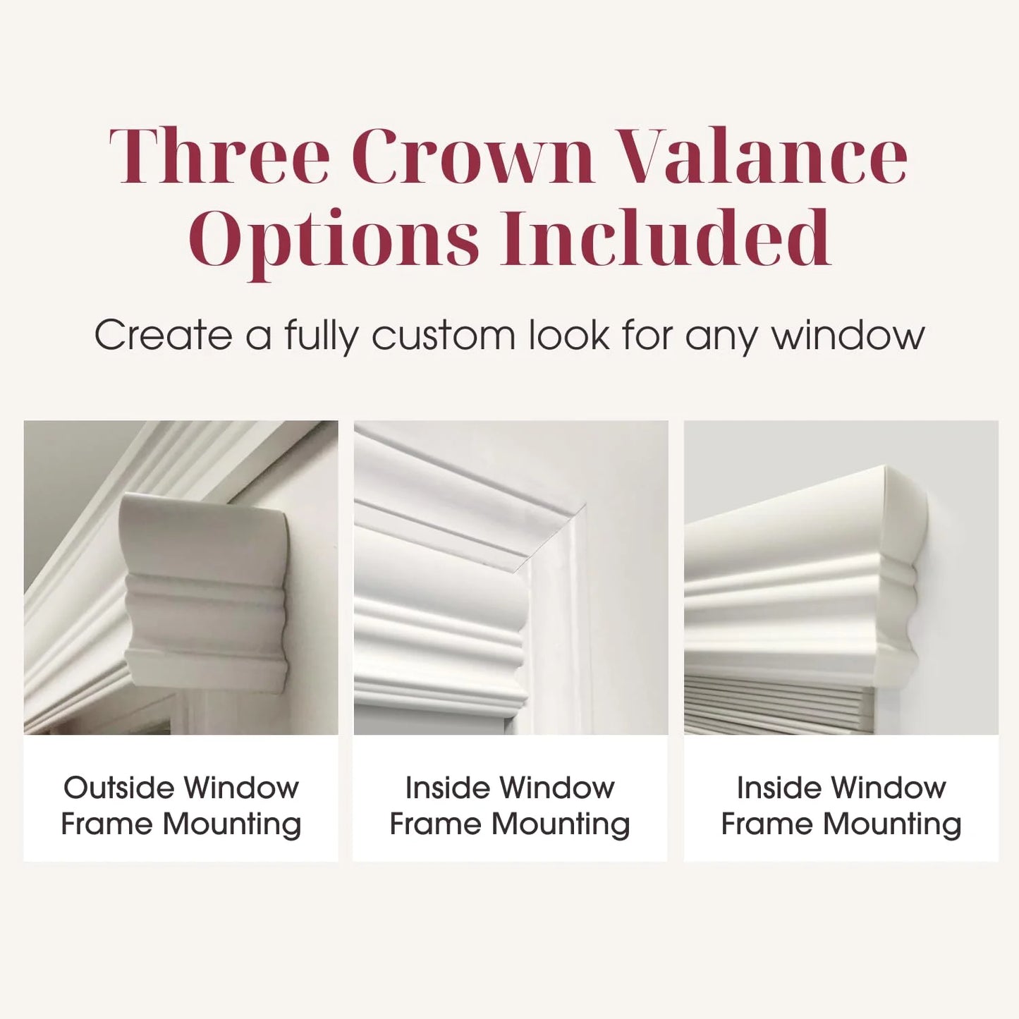 Faux Wood Blind with Crown Valance - 60"W X 84"H, White, Cordless 2” Slat Horizontal Blind - for Kitchen, Bedroom, Living Room, Doors