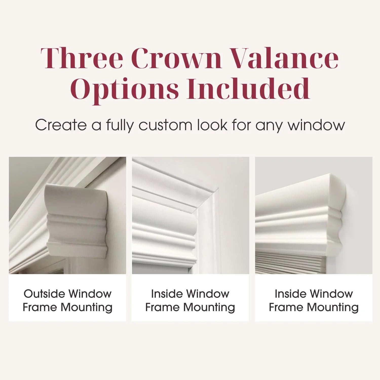 Faux Wood Blind with Crown Valance - 36 1/4"W X 60"H, White, Cordless 2” Slat Horizontal Blind - for Kitchen, Bedroom, Living Room, Doors