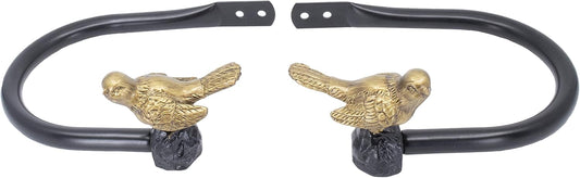 Set of 2 Decorative Bird Window Curtain Holdbacks for Draperies, Renaissance Gold